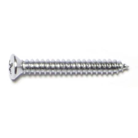 Midwest Fastener Sheet Metal Screw, #8 x 1-1/4 in, Chrometint Steel Oval Head Phillips Drive, 20 PK 72184